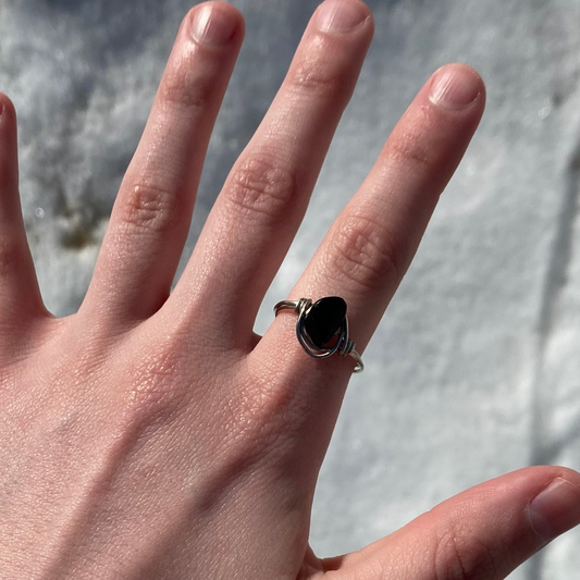 Black Tourmaline Chip Ring