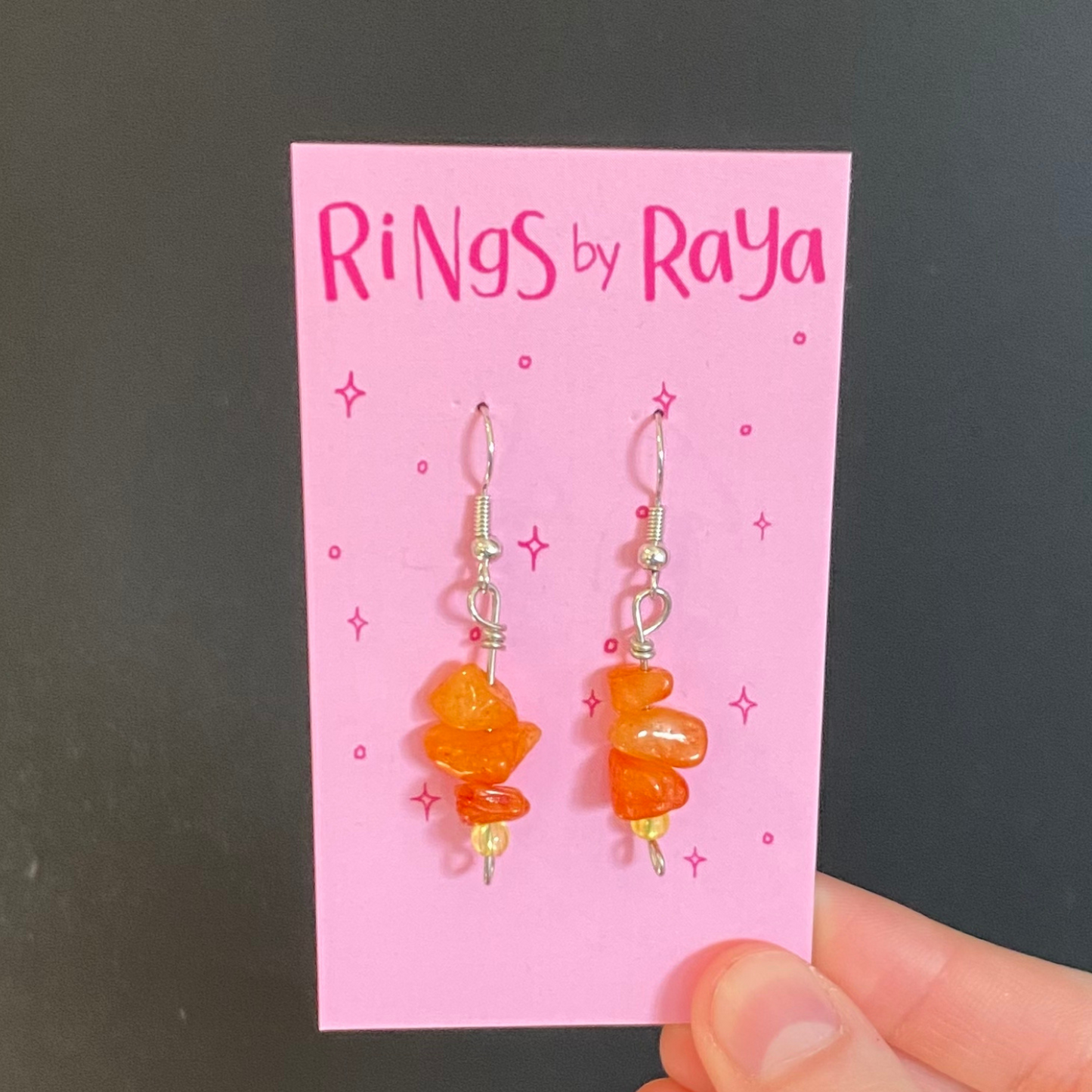 Orange Quartzite Chip Earrings