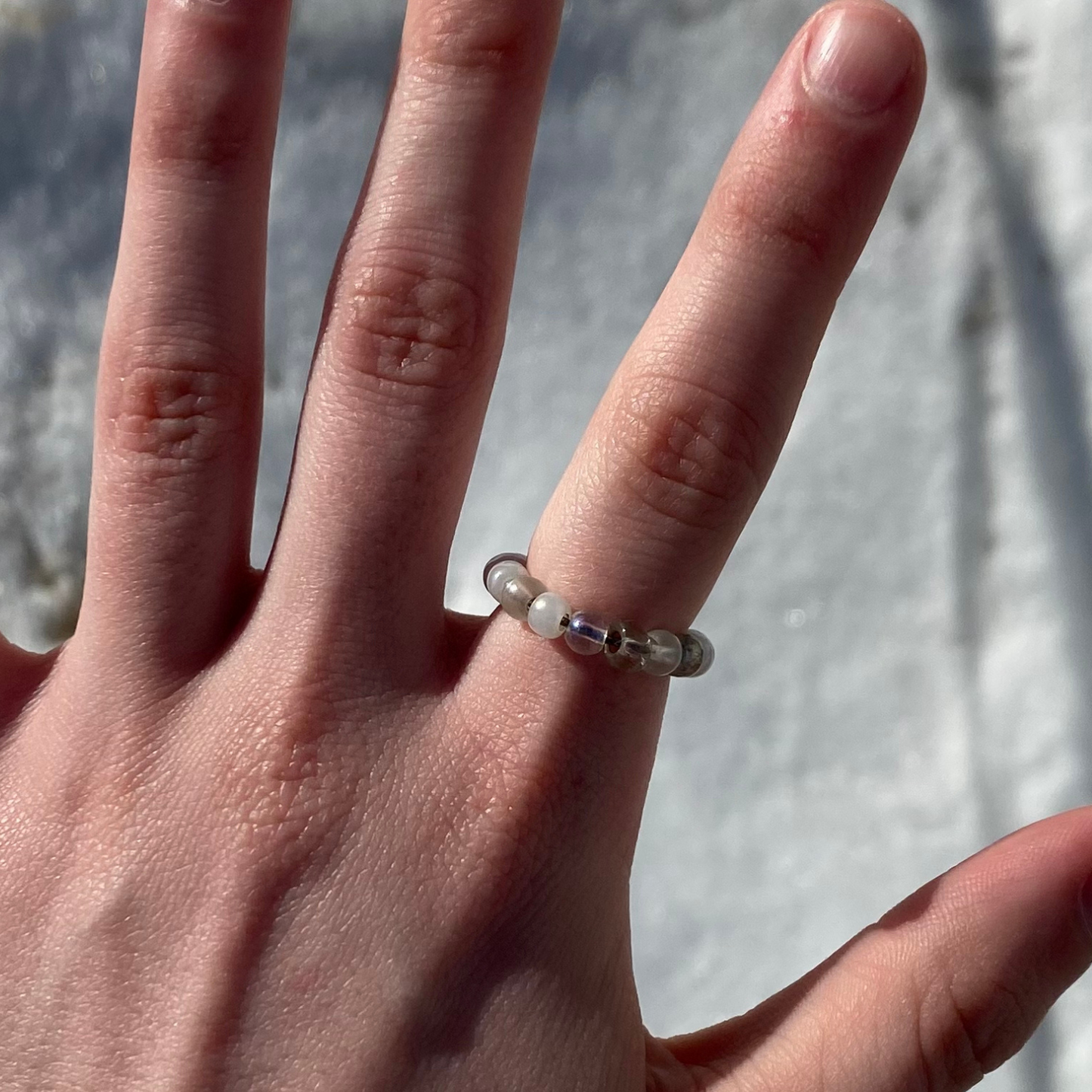 White Beaded Ring