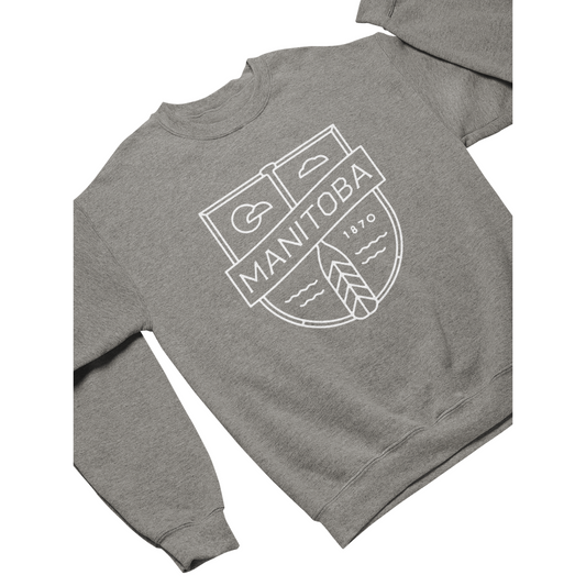 MB Cottage Crewneck | White on Athletic Grey