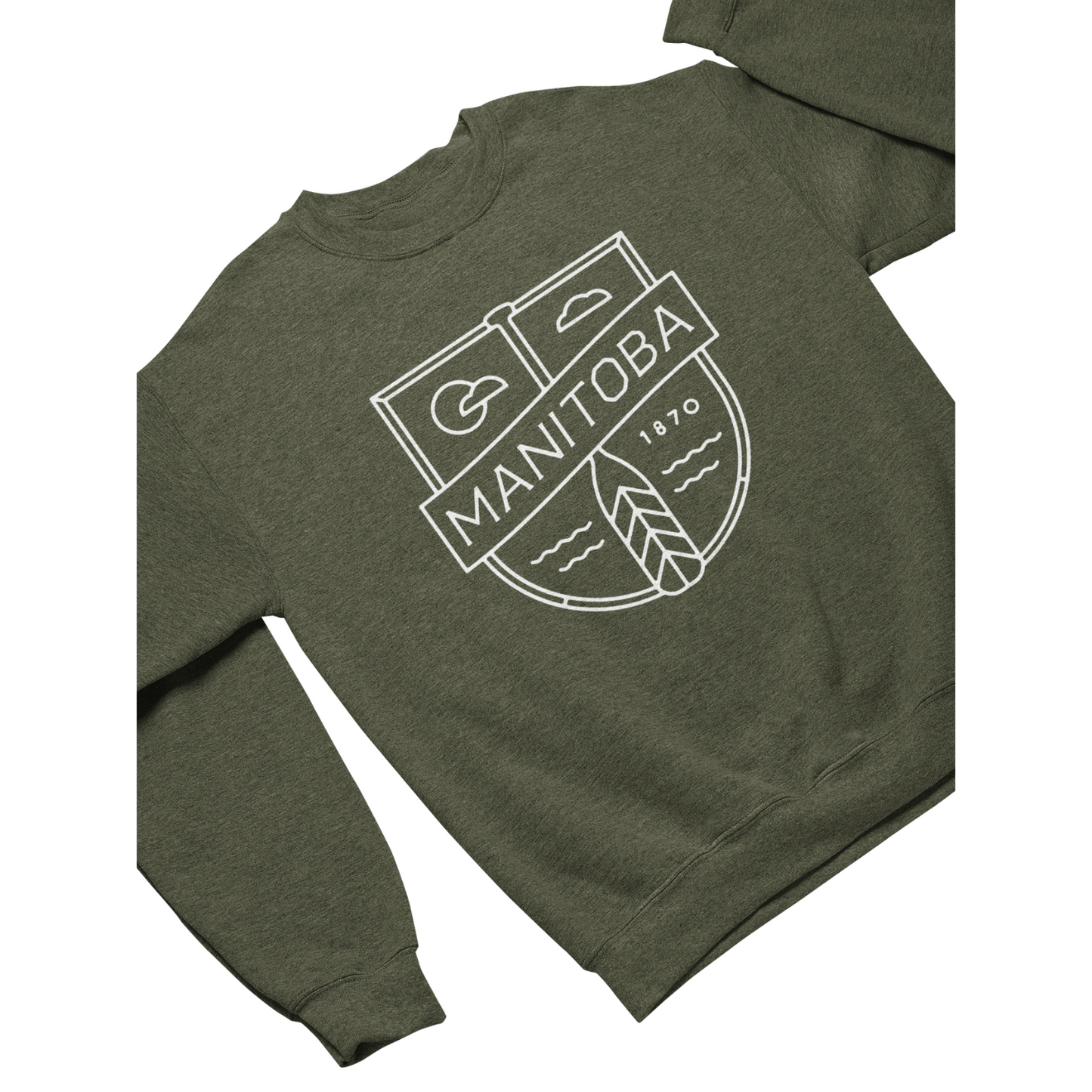 MB Cottage Crewneck | White on Heather Army