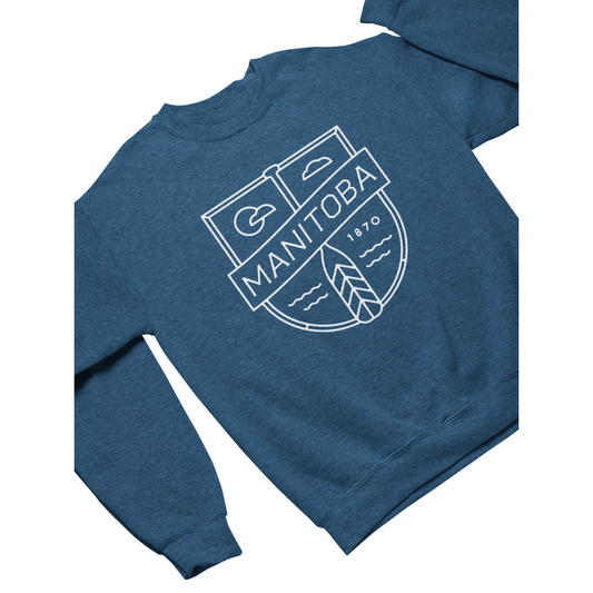 MB Cottage Crewneck | White on Heather Royal