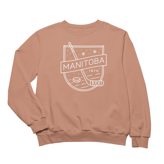 MB Hockey Crewneck | White on Dusty Rose