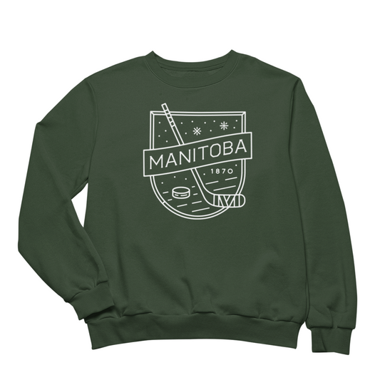 MB Hockey Crewneck | White on Forest