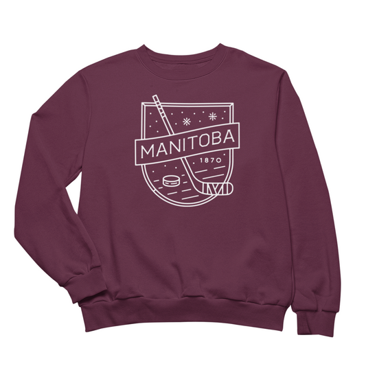 MB Hockey Crewneck | White on Maroon