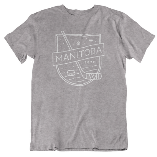 MB Hockey Tee | White on Athletic Grey