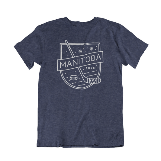 MB Hockey Tee | White on Heather Navy