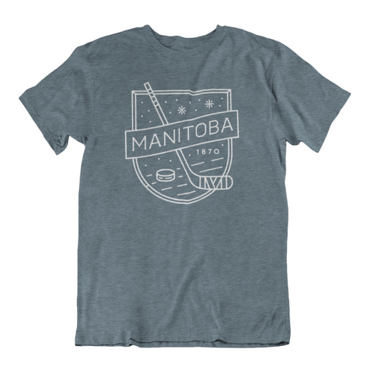 MB Hockey Tee | White on Heather Slate