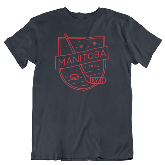 MB Hockey Tee | Red on Navy