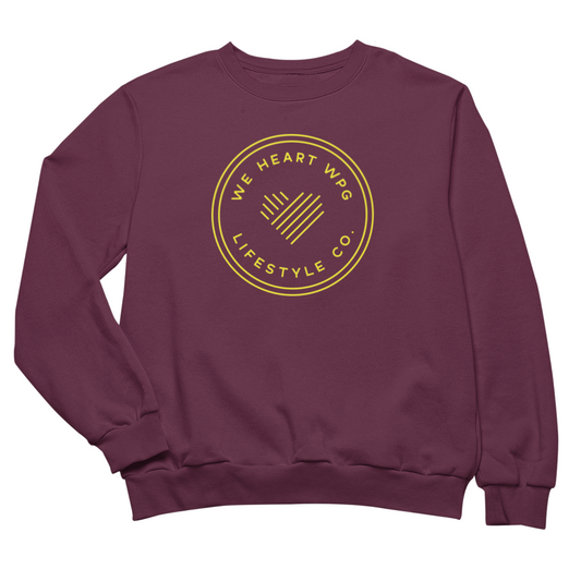 WHW Lifestyle Crewneck | Yellow on Maroon