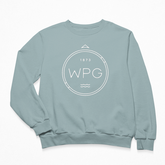 WPG Compass Crewneck | White on Sage