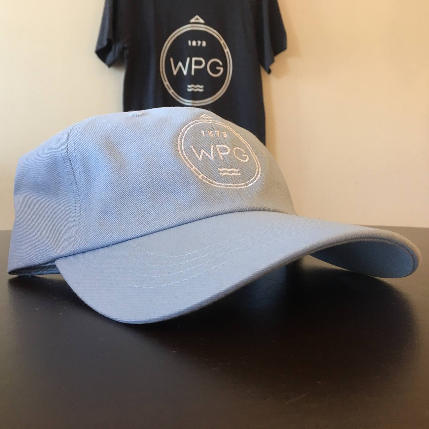 WPG Compass Dad Hat | White on Powder Blue