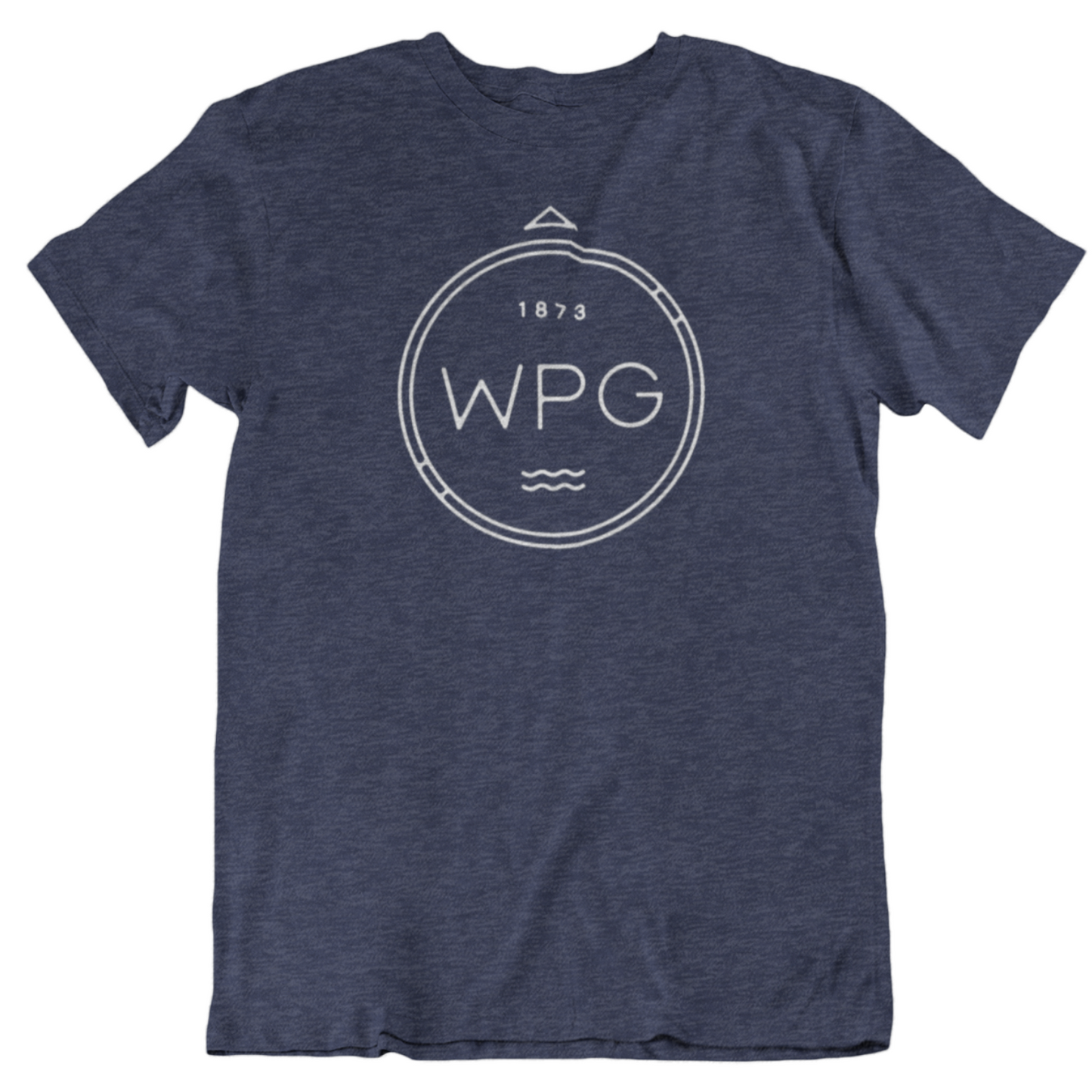 WPG Compass Tee | White on Heather Navy