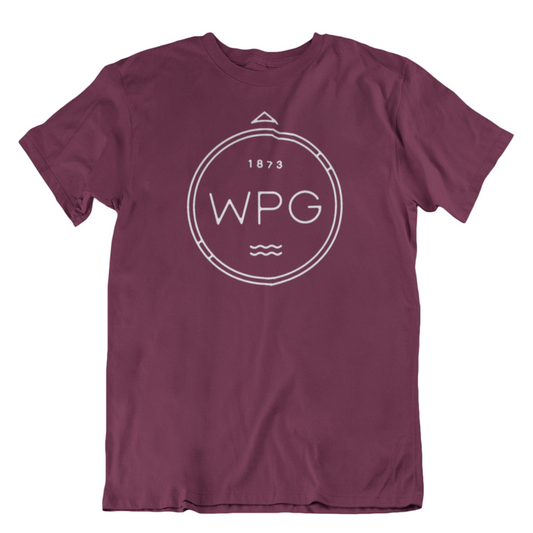 WPG Compass Tee | White on Maroon