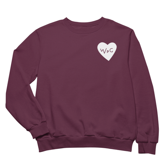 WPG Heart Crewneck | White on Maroon