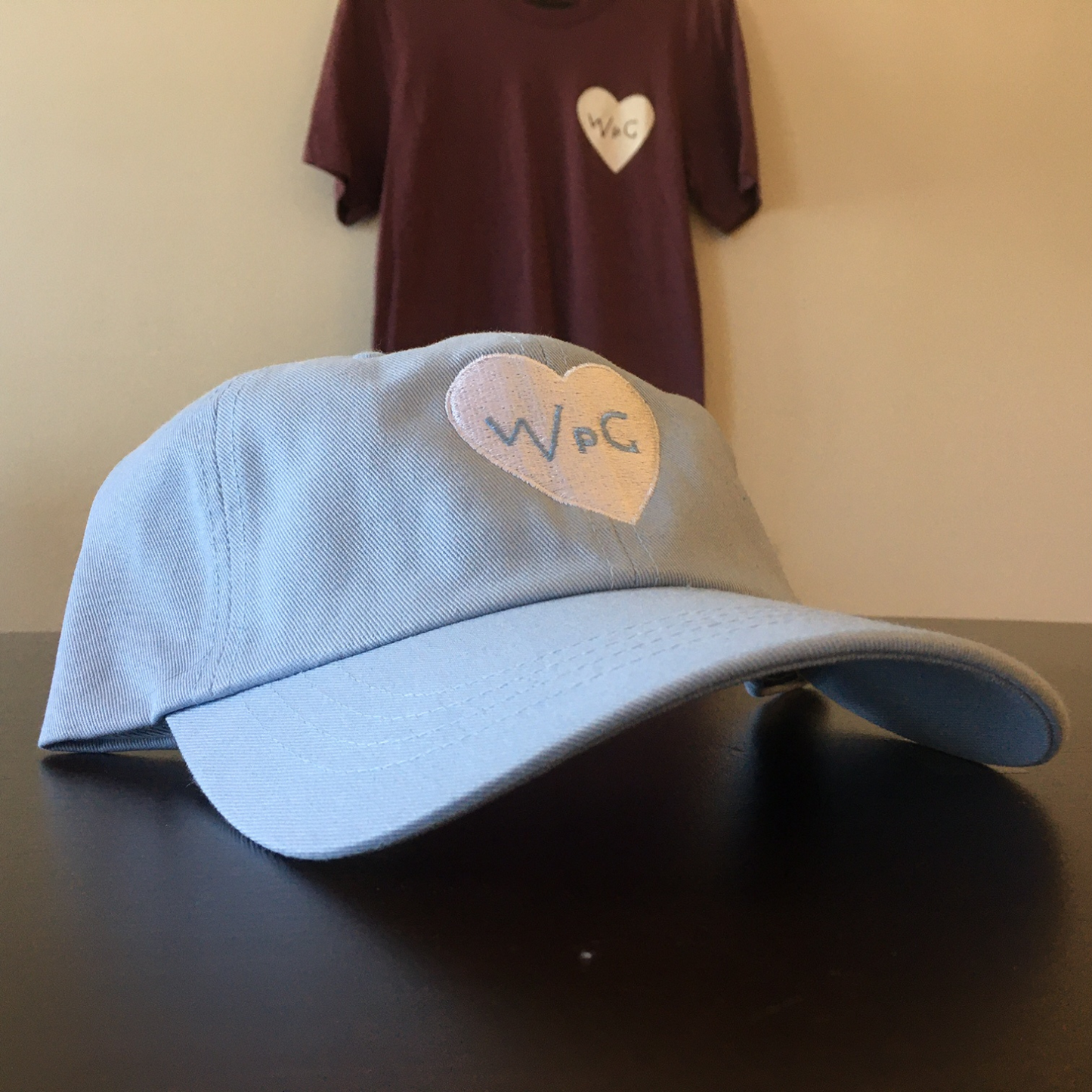 WPG Heart Dad Hat | White on Powder Blue