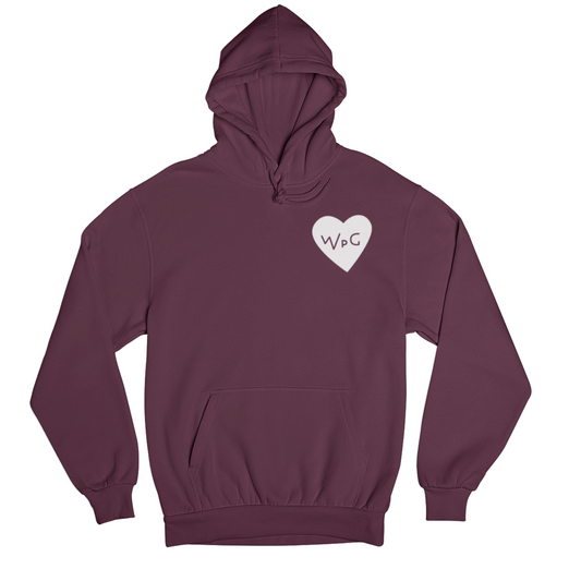 WPG Heart Hoodie | White on Maroon