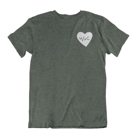 WPG Heart Tee | White on Heather Forest