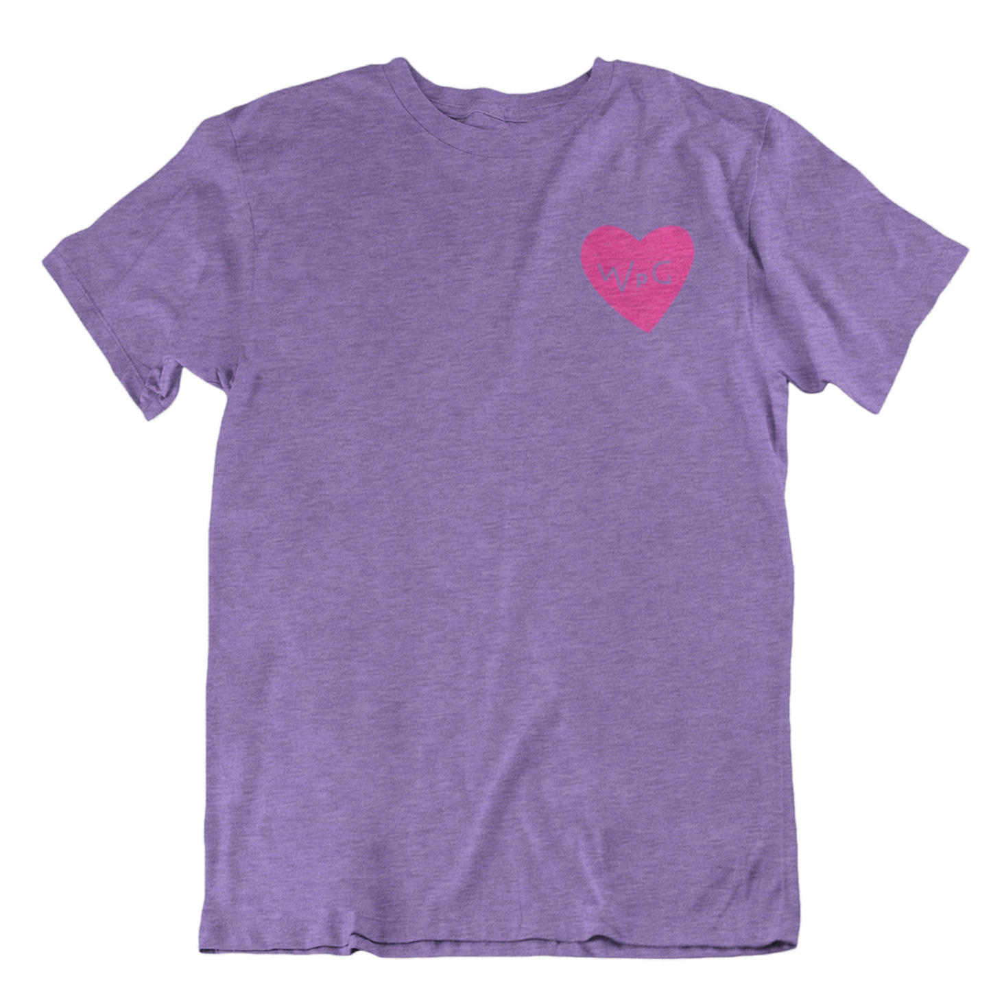 WPG Heart Tee | Pink on Heather Purple