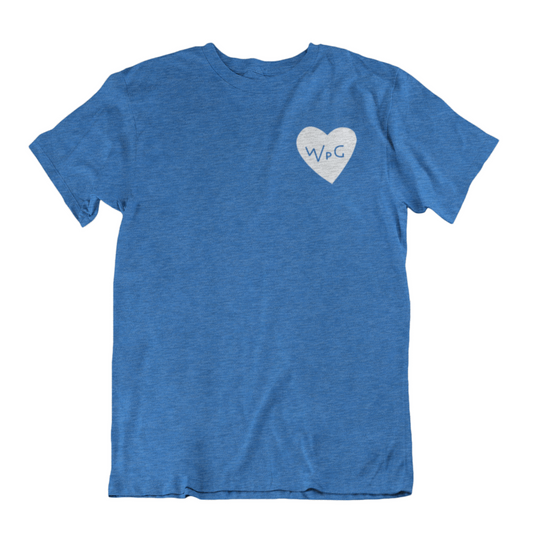 WPG Heart Tee | White on Heather Royal