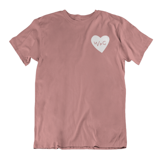 WPG Heart Tee | White on Mauve