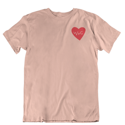 WPG Heart Tee | Red on Peach