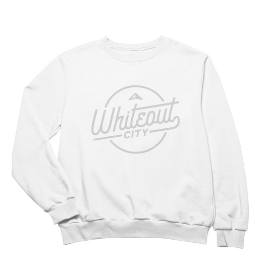 Whiteout City Classic Crewneck | Silver on White